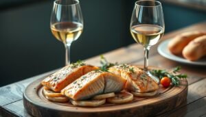 salmon and wine