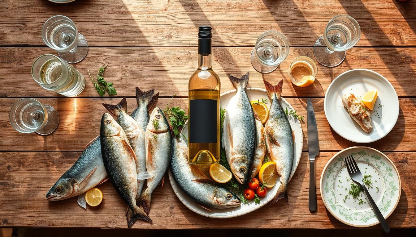 white wine and fish