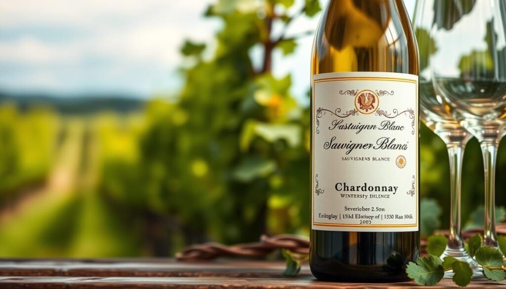 Generate an image of a Sauvignon Blanc or Chardonnay wine bottle Generate an image of a Sauvignon Blanc or Chardonnay wine bottle