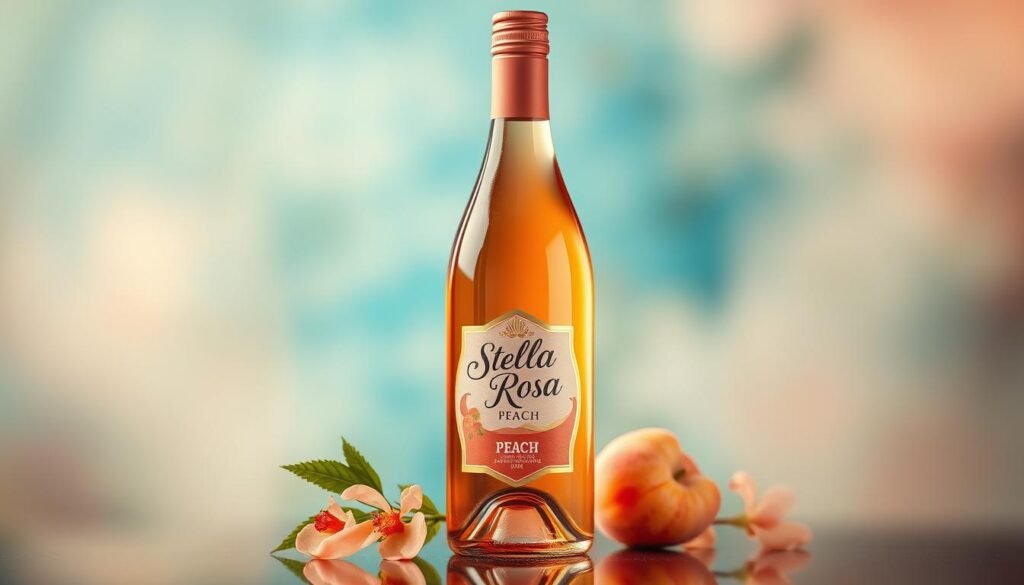 Generate an image of a Stella Rosa Peach wine bottle