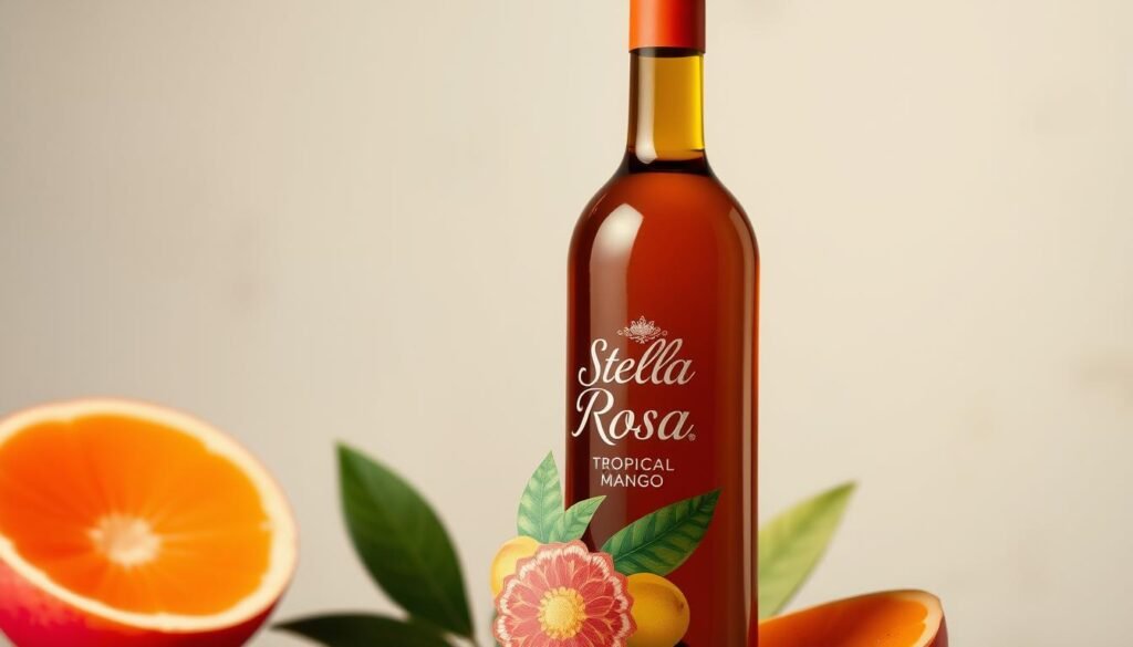 Generate an image of a Stella Rosa Tropical Mango wine bottle