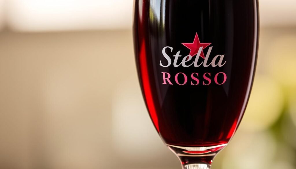 Generate an image of a glass of Stella Rosa Rosso red wine
