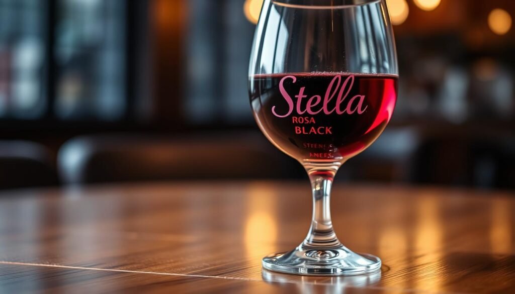 Image of a glass of Stella Rosa Black wine