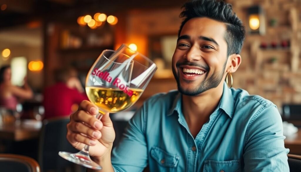 Image of a person enjoying a glass of Stella Rosa wine as part of a wine club membership
