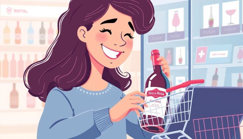 Image of a person shopping online for Stella Rosa wine